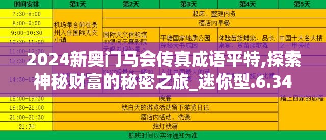 2024新奥门马会传真成语平特,探索神秘财富的秘密之旅_迷你型.6.34