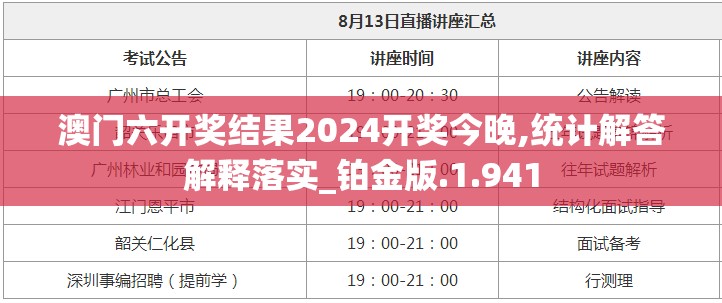 澳门六开奖结果2024开奖今晚,统计解答解释落实_铂金版.1.941