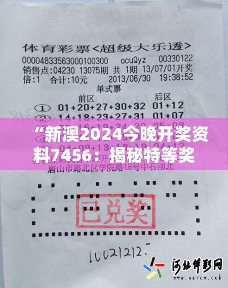 “新澳2024今晚开奖资料7456：揭秘特等奖得主是谁？彩民们期待着揭晓！”